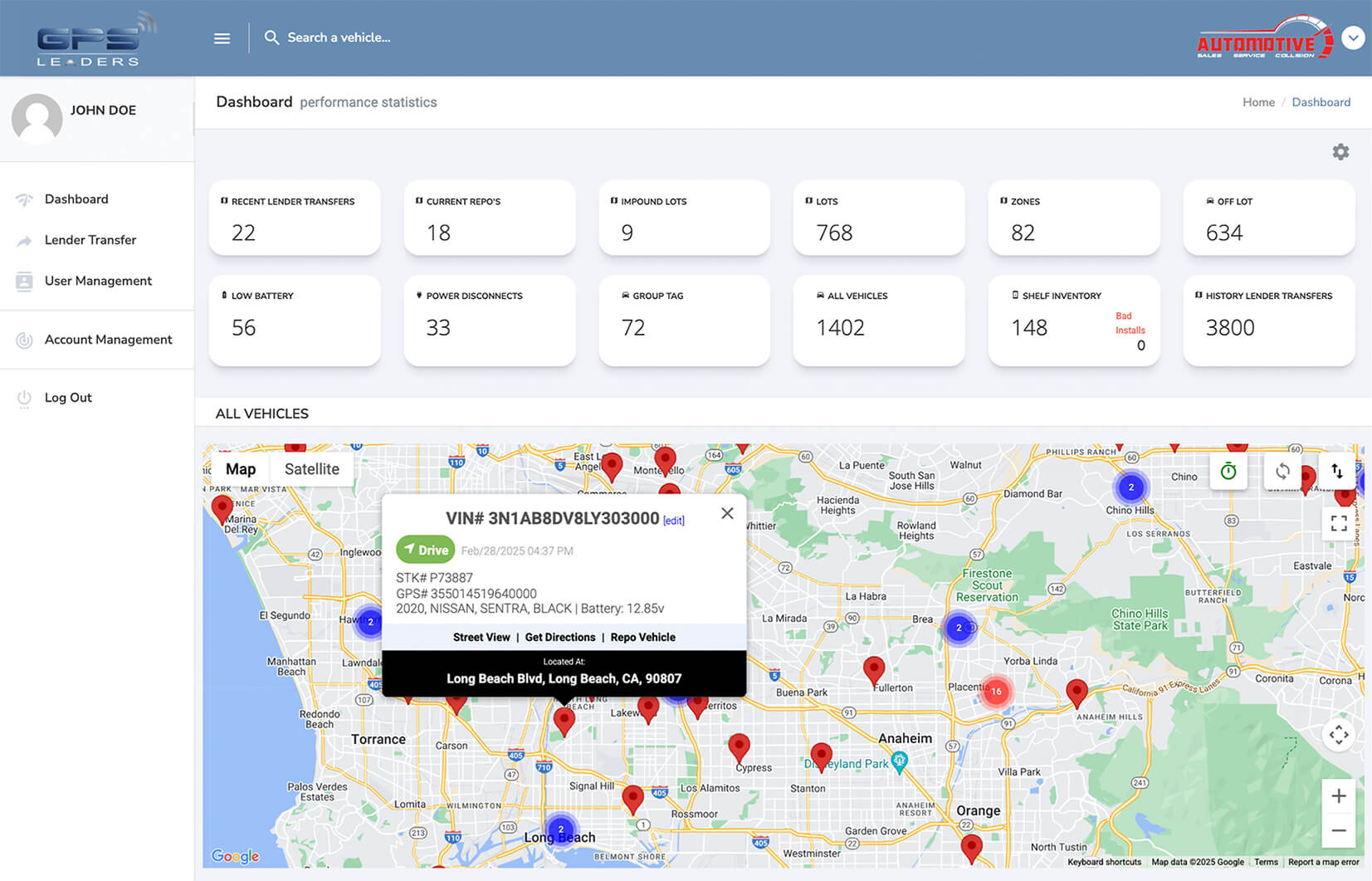 GPS Leaders BHPH Wireless Tracking Dashboard