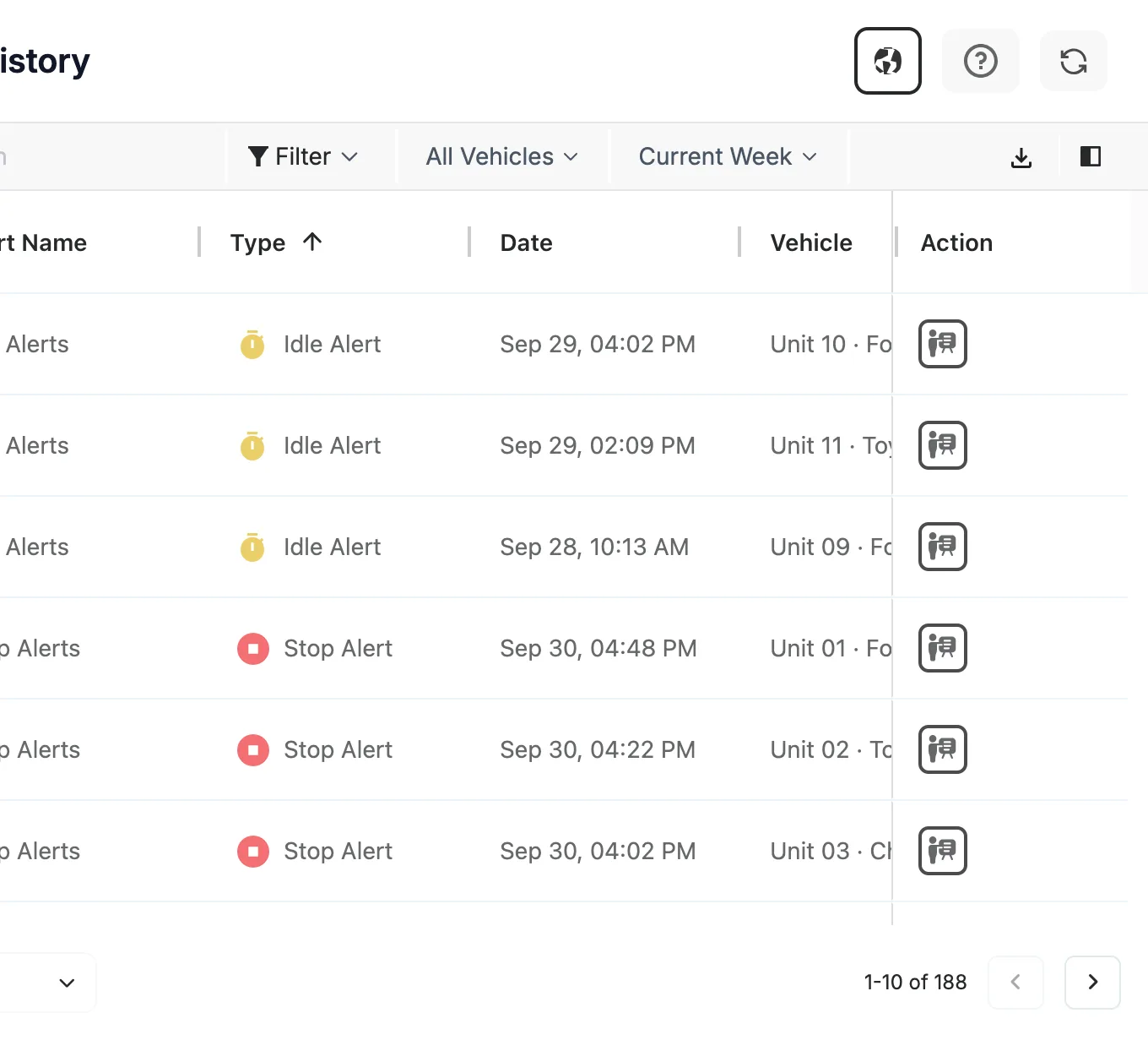 EZ Track Login: Alert history